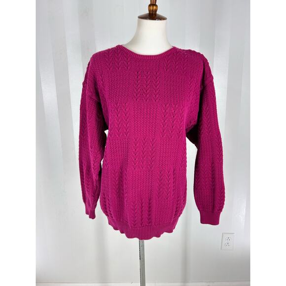 SADDLEBRED Women’s Fuchsia Textured Sweater Sz L - Picture 1 of 8